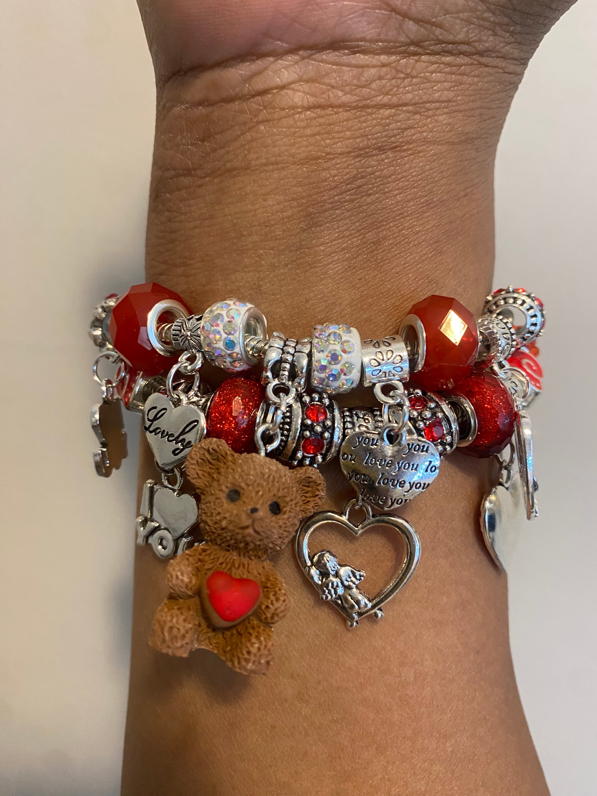 Pandora Bracelet with Valentines Day charms